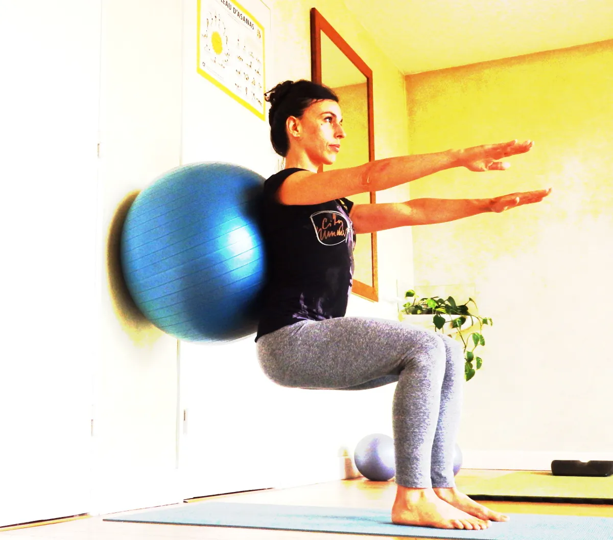 Fitness squat avec swiss ball